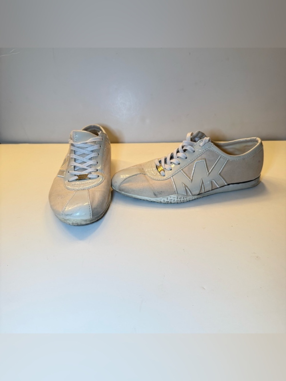 Michael Kors Off-White MK Logo Leather Sneakers